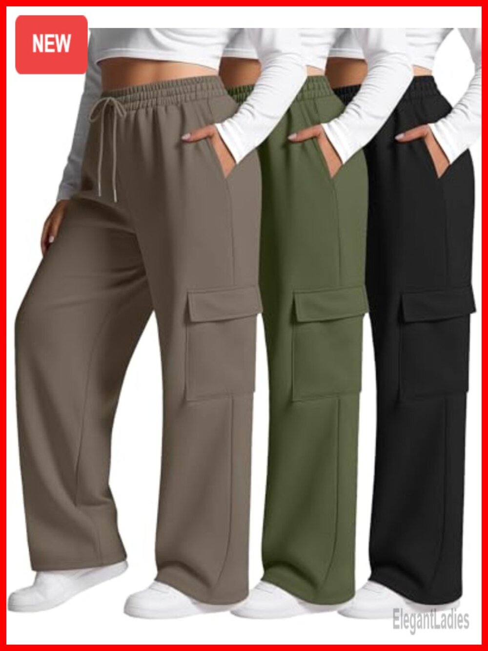 Plus Size Cargo Sweatpants Wide Leg Baggy Lounge Pants 3 Pack